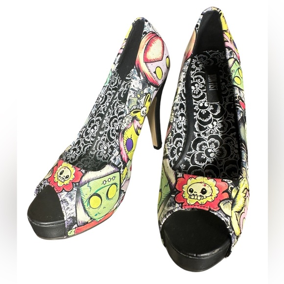 Black and Yellow Iron Fist Multicolor Peep Toe Heels - Picture 7 of 7